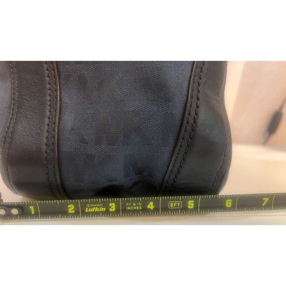 Michael Kors MK Jacquard Canvas Leather Large Drawstring Shoulder Tote Bag Purse - Picture 8 of 13